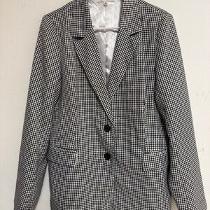 Classic Black and White Checkered Blazer